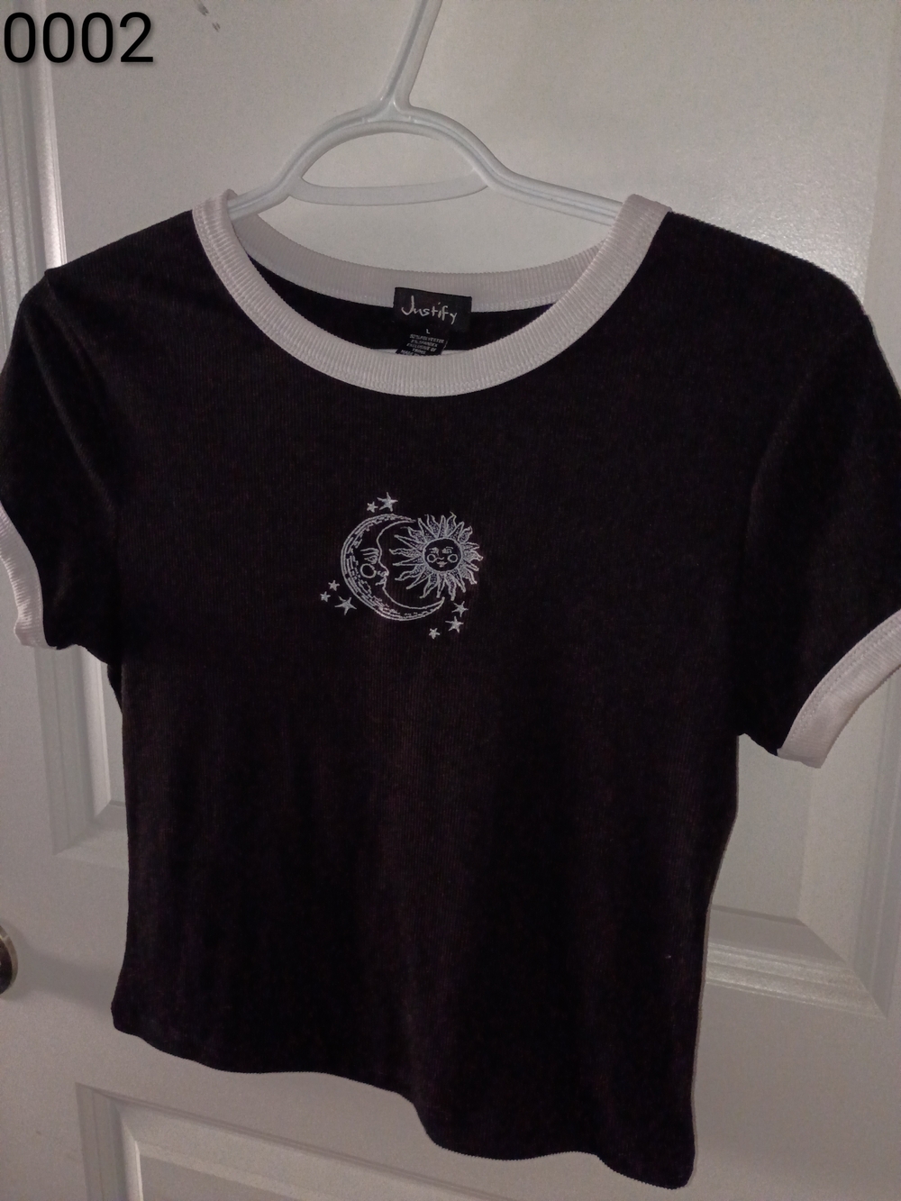 Justify Black Ringer Tee with Sun & Moon Graphic